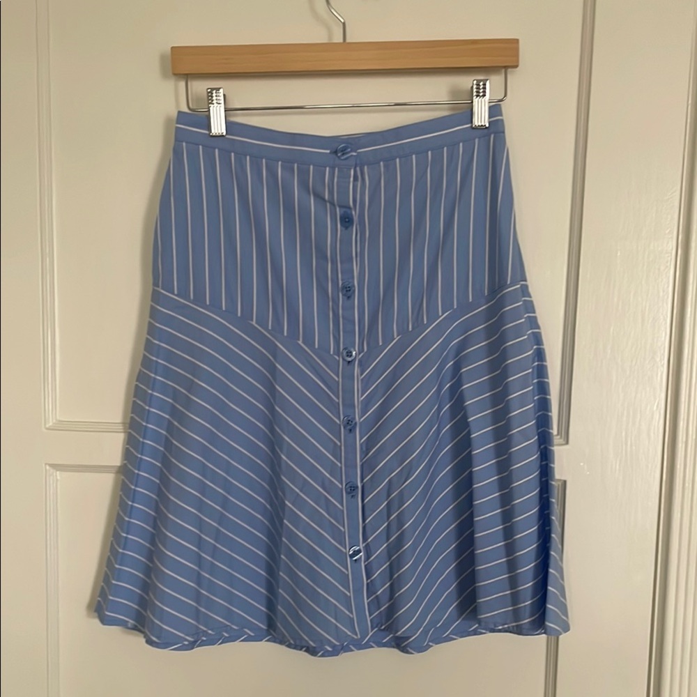 Brooks Brothers Blue and White Striped Midi Skirt Size 4